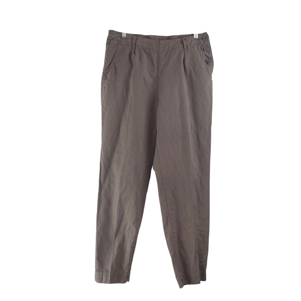 Seasalt Cornwall Nanterrow Brown Cotton Linen Tapered Pants Womens 12 UK12 EU40